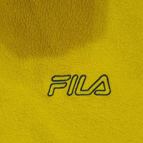 VTG Fila 1/4' Zip fleece Pullover Sweatshirt Neon Yellow - Men's XL - Picture 3 of 7